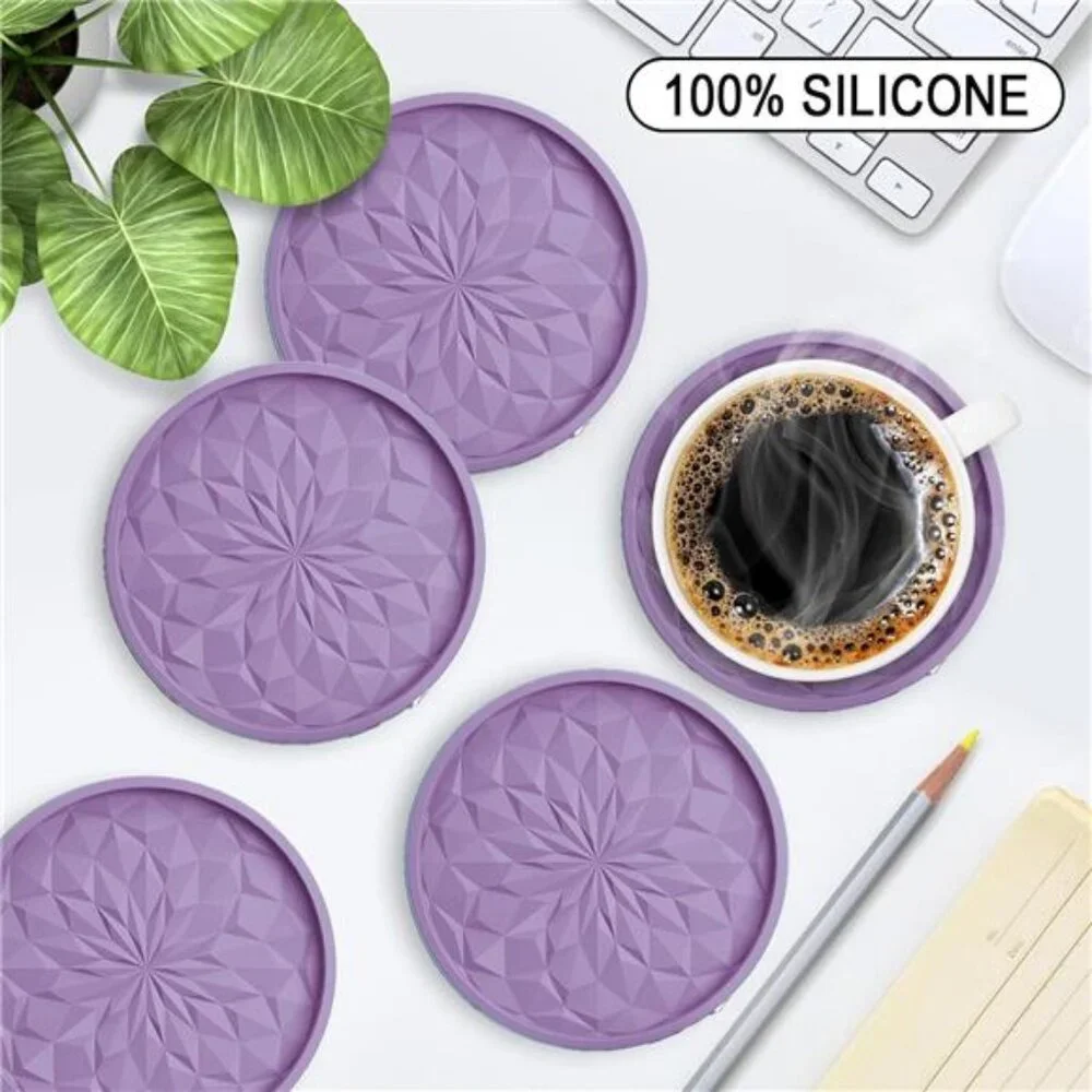 Silicone Coasters with Holder,[6 Pack] Drinking Coasters-Cup Mat for Hot or Cold